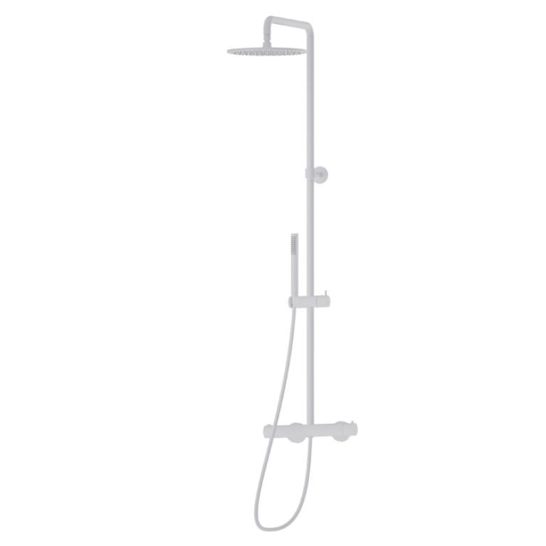 Newform Shower Душевая стойка с  термостатическим смесителем, переключателем , насадкой и душем, цвет: белый матовый