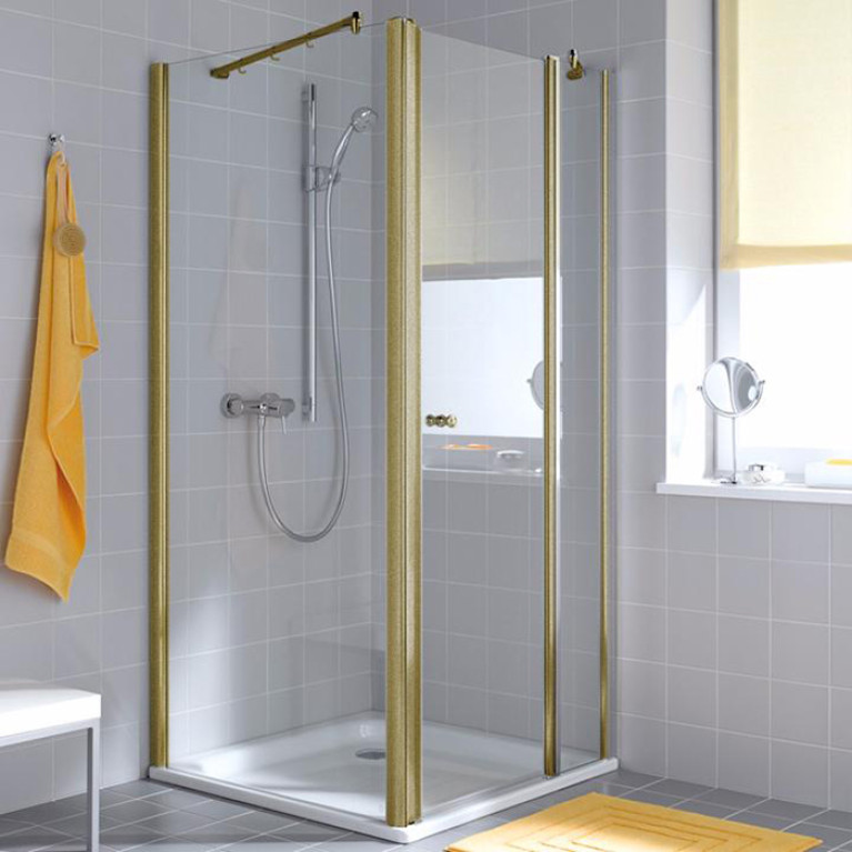 Kermi Atea  Дверь в нишу неп.частью AT 1GR 1200х2000, петли справа, heliosgold+klar+Kermiclean СПЕЦ.ЦЕНА из наличия