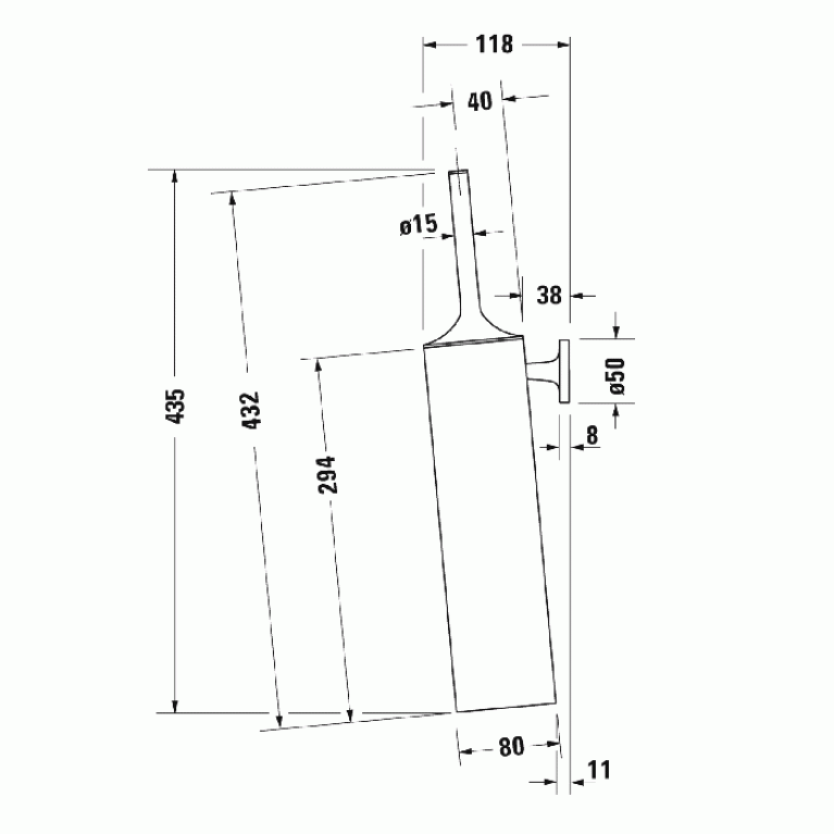 Duravit Starck T Туалетный ершик настенный, цвет: Stainless steel Brushed