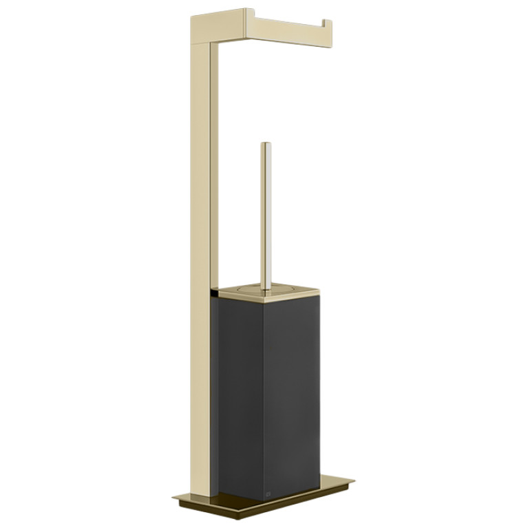 GESSI  INVERSO ACCESSORIES Напольный держатель для туалетной бумаги и ершик, черный, цвет: Brass Brushed PVD