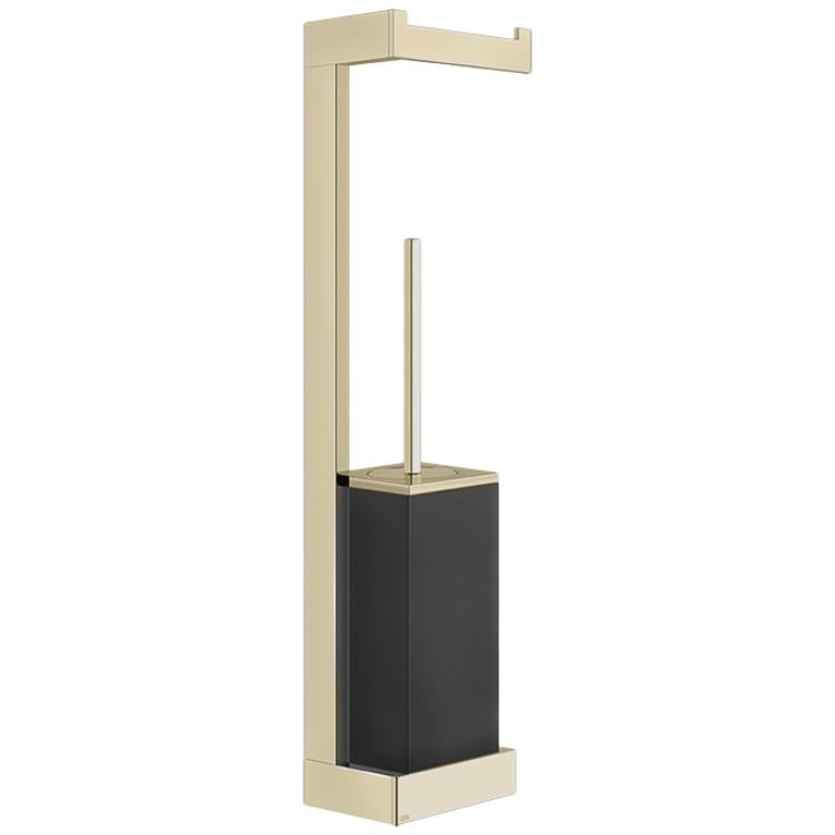 GESSI  INVERSO ACCESSORIES Стойка настенная с держателем для туалетной бумаги и ершиком черным, цвет: Brass Brushed PVD