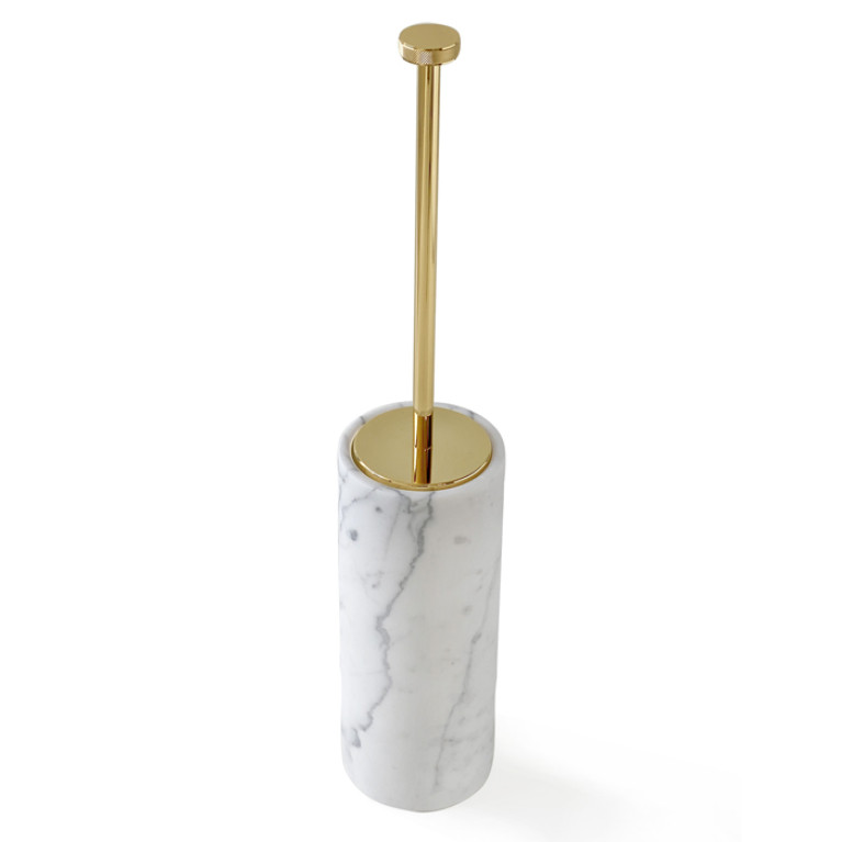 3SC APUANA 2.0 Ершик туалетный напольный d11xh65 см, цвет мрамор White Statuario/Oro 24Kt Opaco