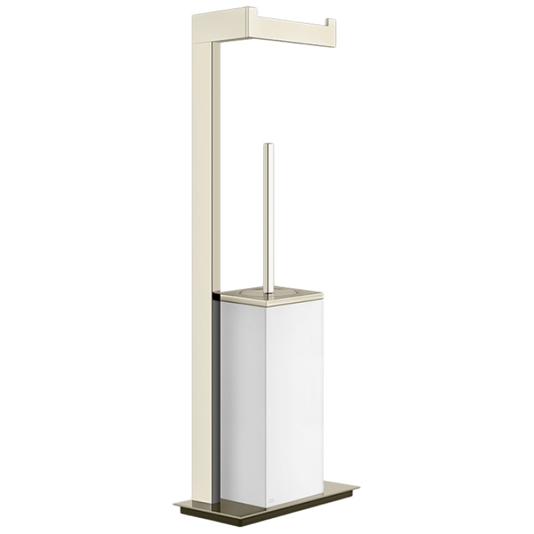 GESSI  INVERSO ACCESSORIES Напольный держатель для туалетной бумаги и ершик, белый, цвет: Warm Bronze Br PVD