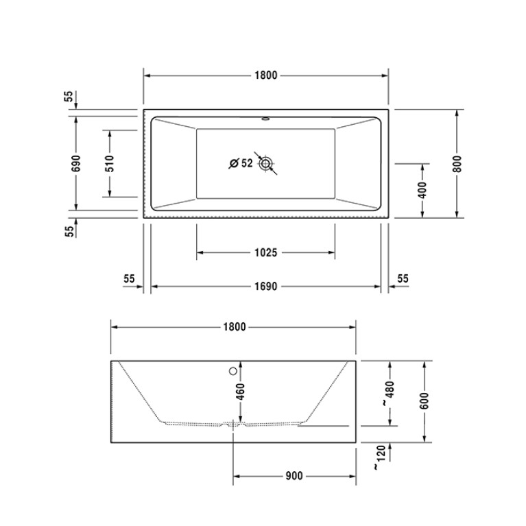 Duravit Vero Air Ванна 1800x800мм,Ecke r., цвет белый,на каркасе и акрил. панелью