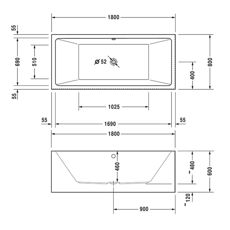 Duravit Vero Air Ванна 1800x800мм,Ecke links, цвет белый,на каркасе и акрил. панелью