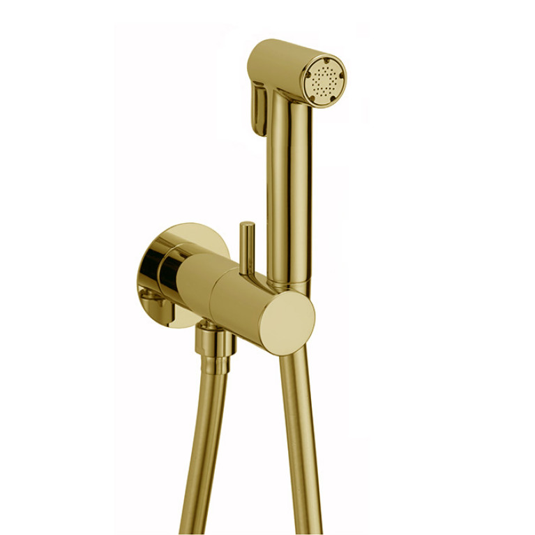 Cisal Shower Гигиенический душ со шлангом 120 см,вывод с держателем и встроенный прогрессивный картридж,лейка латунь, цвет золото