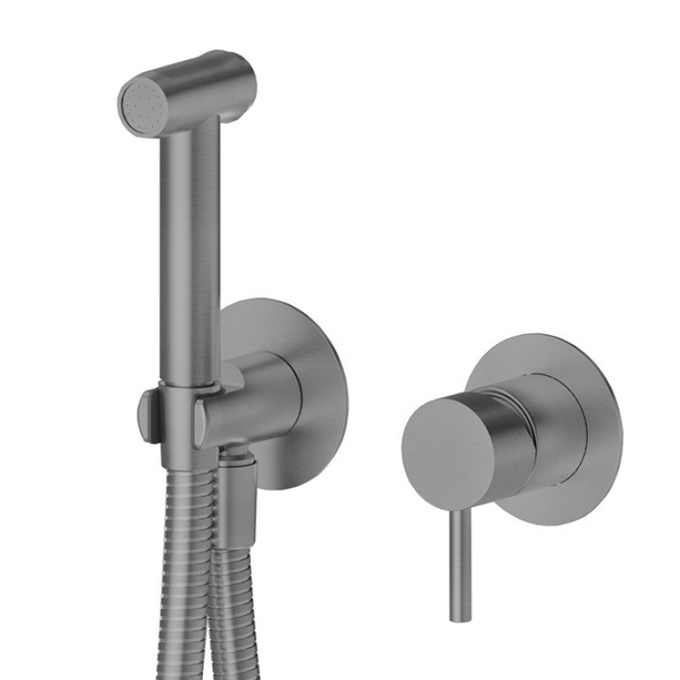 Newform X-Steel 316 Смеситель с гигиеническим душем, держатель, шланг 120 см, наружная часть (для 27852) цвет: PVD Br. Gun Metal