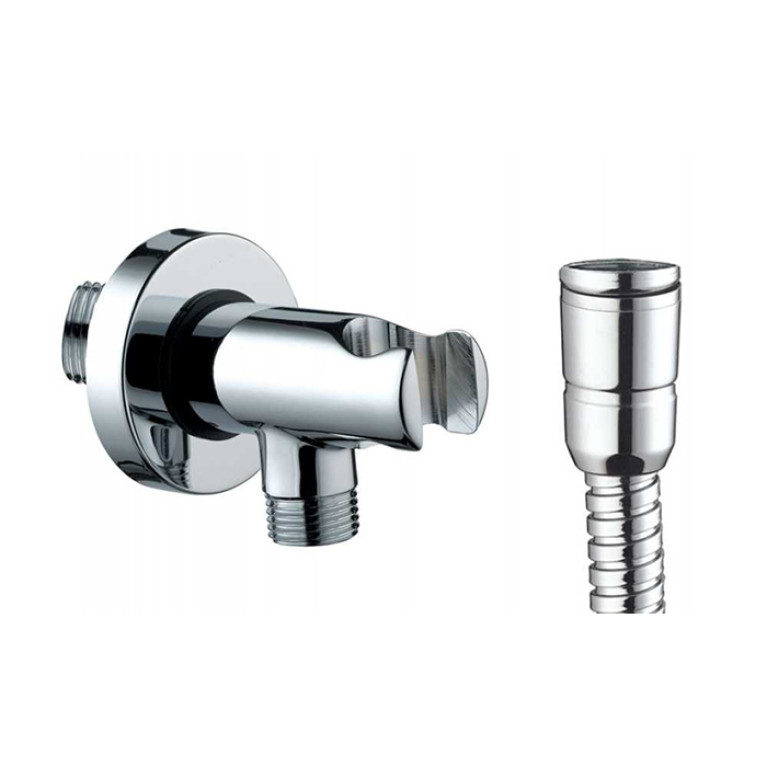 Bossini ALEXA-BRASS Гигиенический комплект:  держатель со штуцером, шланг 125 см, цвет: хром