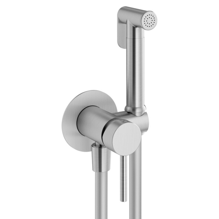 Plumberia Selection IXO Комплект гигиен. душа со смесителем, душ и держатель из металла, шланг PVC 1250мм, хром брашированный