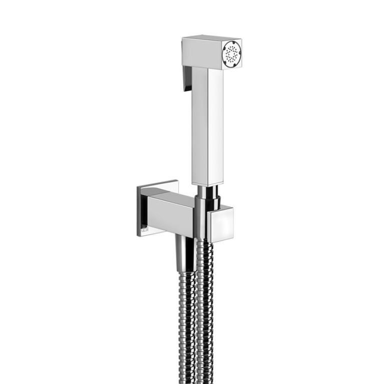 GESSI RETTANGOLO Гигиенический душ с держателем, подводом воды и шлангом, цвет хром