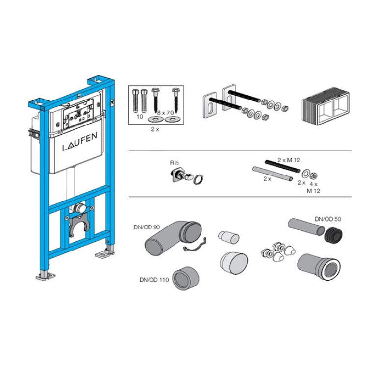 Laufen Installation System CW Инсталляция с бачком   двойной слив 4,5/3 л, регул. до 6/3 л