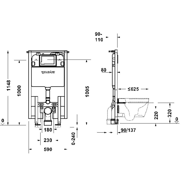 Duravit Durasystem Система инсталляции с автосмывом (NEW 2025) (СО склада продаем с вошлетом D-NEO 614700012) (Спец.цена!)