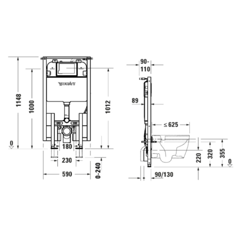 Duravit DuraSystem Инсталляция  только для подвесного унитаза Sensowash Starck  f 1148*590*90mm (Спец.цена из наличия)