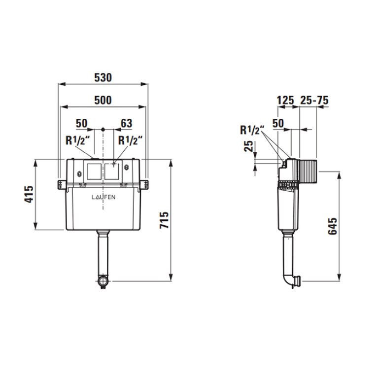 Laufen Installation System  LIS бачок скрытый 530x200x720 мм  напольн унитаза, двойной смыв 6/3 л (Временно не поставляем!)