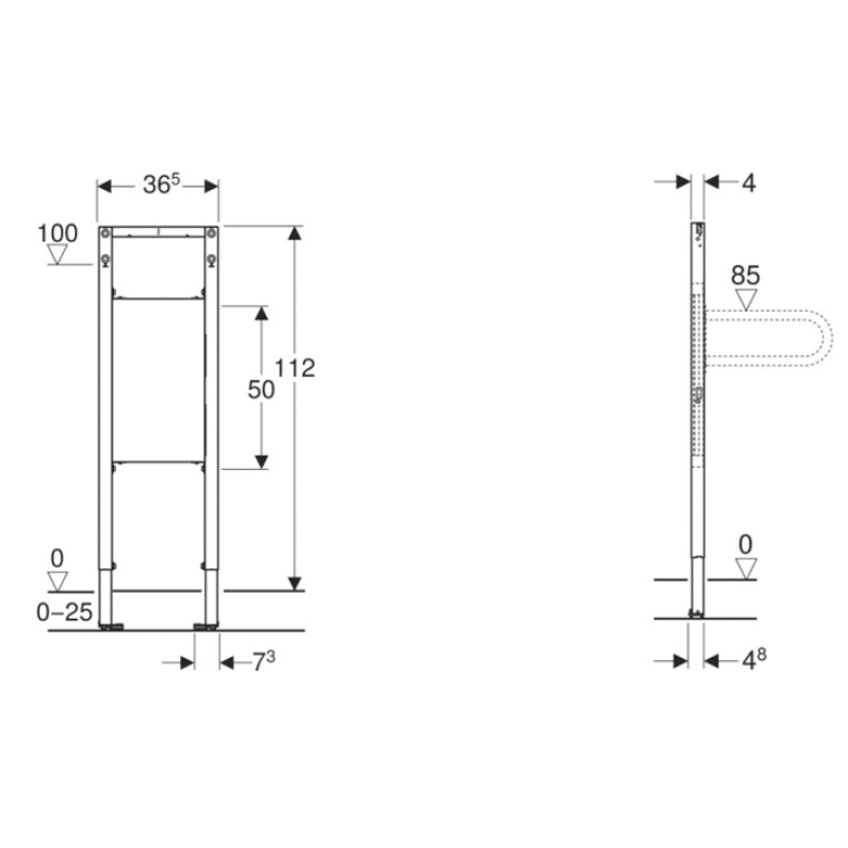 Geberit Duofix Инсталляция для поручней и опор, 112 см, для ММГН (замена 111.790.00.1)