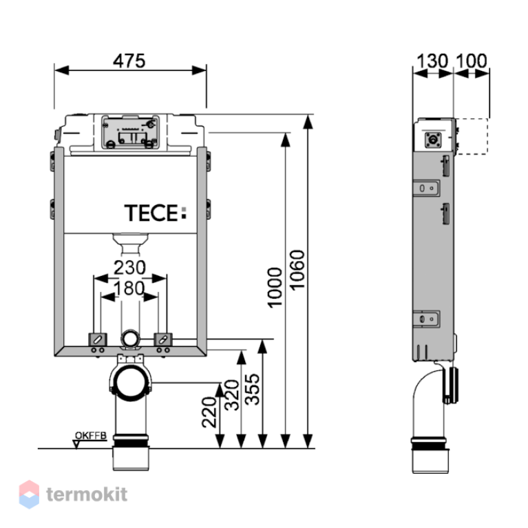 TECE Модуль Uni 2.0 для уст. унитаза на кап. стену