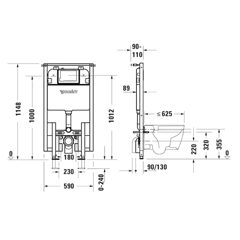 Duravit DuraSystem Инсталляция для подвесного унитаза 1148*590*90mm (Спец.цена из наличия)