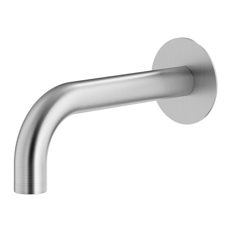 Plumberia Selection IXO Излив для раковины, настенный, длина 250 мм, d.24, подкл. 1/2' с латунной накладкой d.70, хром брашированный
