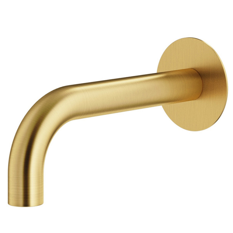 Plumberia Selection IXO Излив д.ванны встраив. d.24, длина 210 мм, подкл. 1/2' с латунной накл. d.70, золото брашированное