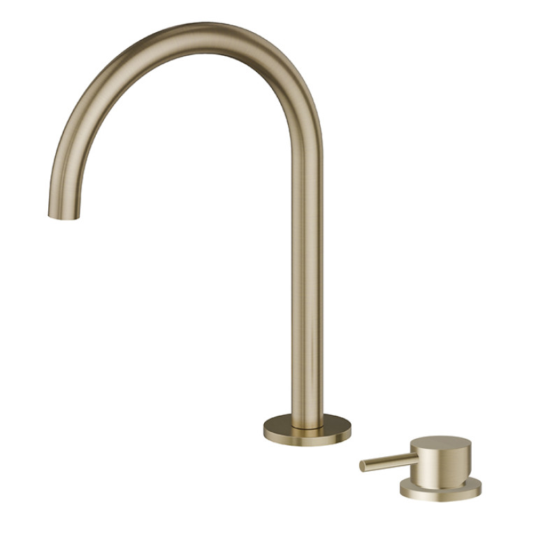 Newform X-Steel 316 Излив для раковиныс монтажом на борт без донного клапана, цвет:  PVD brushed pale gold