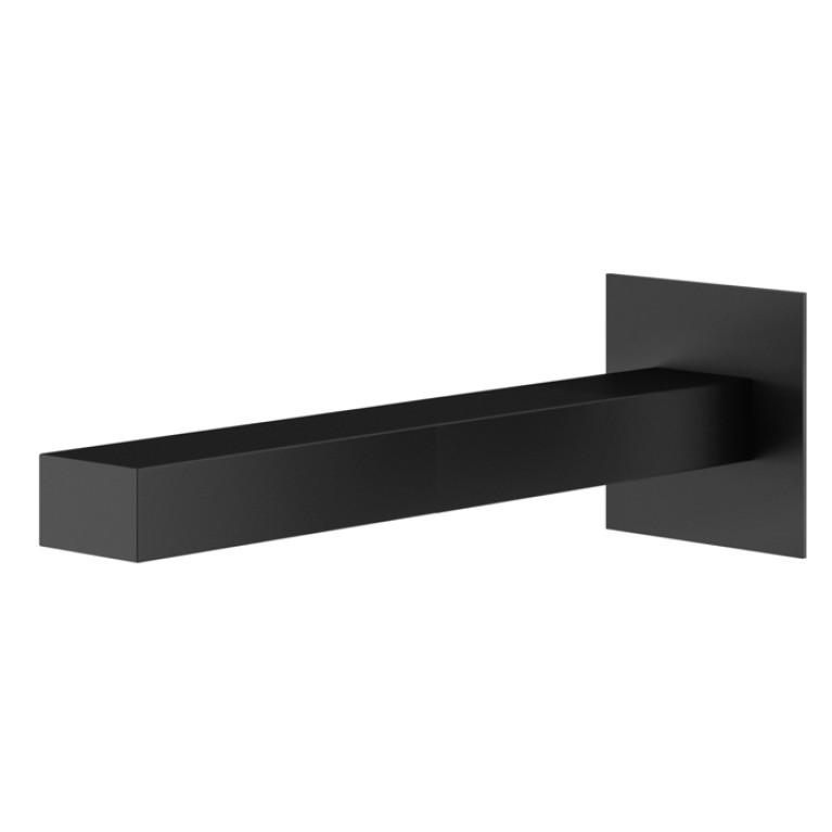 Plumberia Selection TAG Излив для раковины, настенный, длина 220 мм, 35X22, подкл. 1/2' с латунной накладкой 70X70 мм, черн.матов.