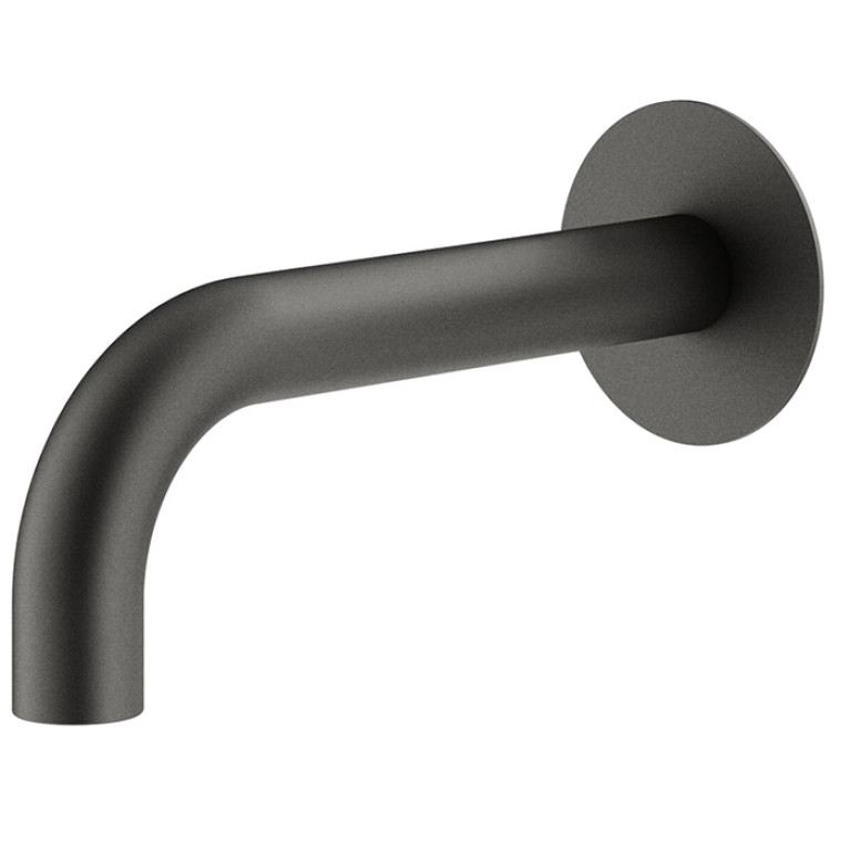 Plumberia Selection IXO Излив для раковины, настенный, длина 210 мм, d.24, подкл. 1/2' с латунной накладкой d.70, графит