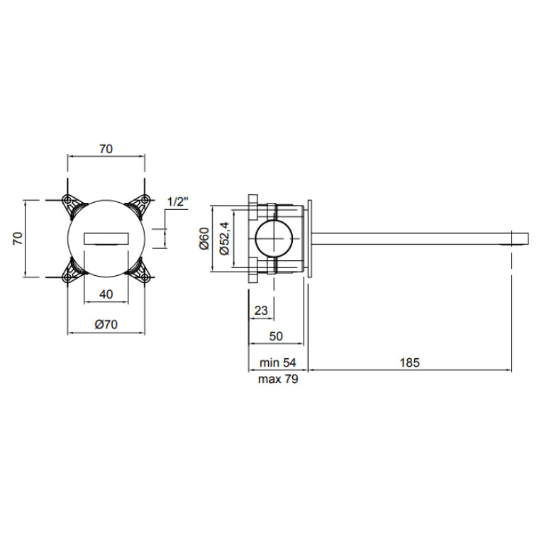 ANTONIO LUPI INDIGO Излив для раковины 200 мм., настенный, в комплекте с встраиваемой частью, цвет графит