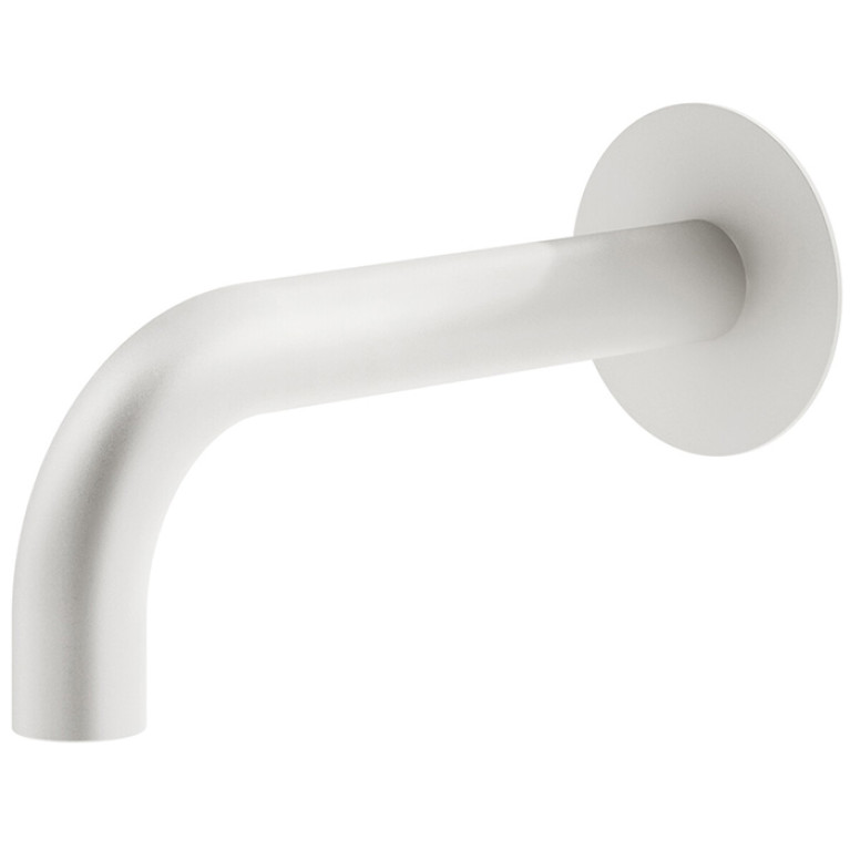 Plumberia Selection IXO Излив для раковины, настенный, длина 210 мм, d.24, подкл. 1/2' с латунной накладкой d.70, белый матовый