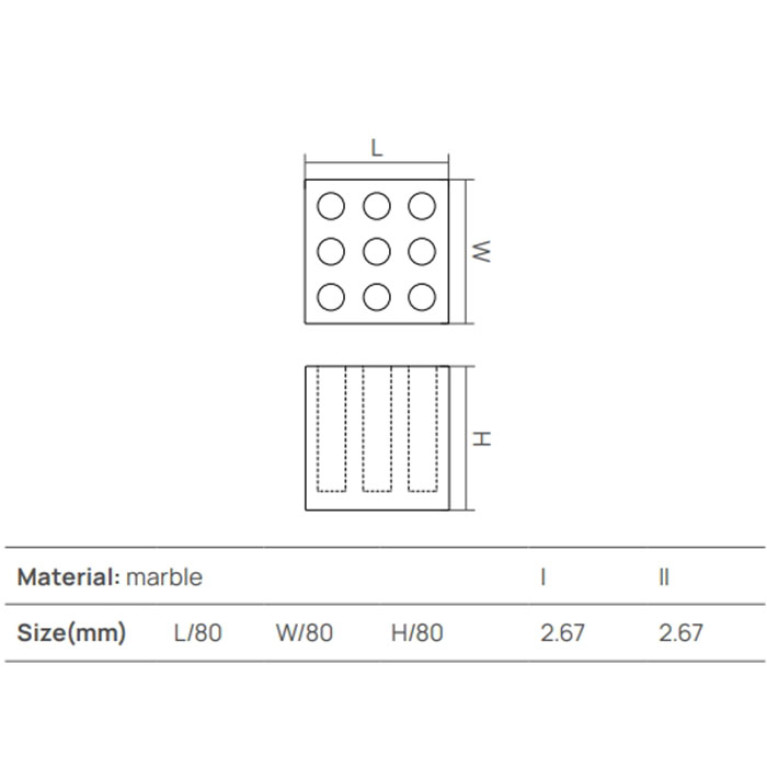 DEA DESIGN Marble Стакан из мрамора настольный с отверстиями под з/щетки h180х80х80 мм , цвет Statuario White