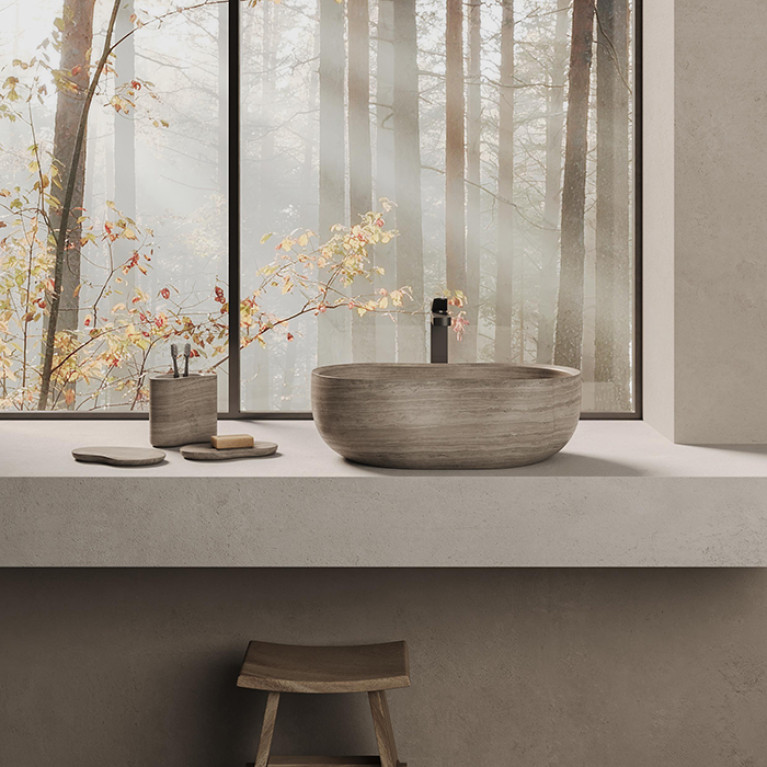 DEA DESIGN Marble Раковина Forli из мрамора настольная h180х380х560 мм , цвет Stone Silk