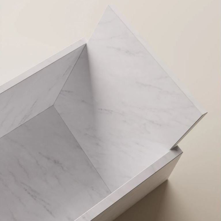 AGAPE FACE A FACE Ванна 1850х730х540/765 мм., отдельностоящая, с сифоном, мрамор Bianco Carrara