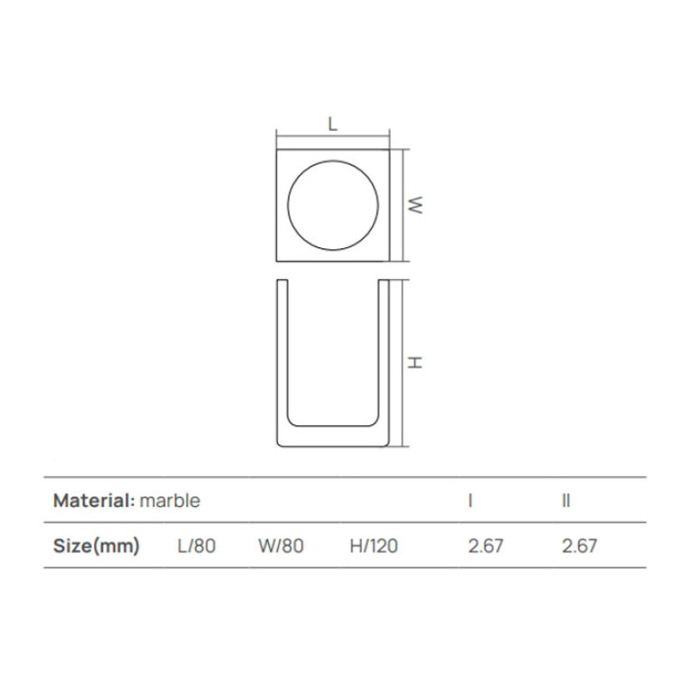 DEA DESIGN Marble Стакан из мрамора настольный h120х80х80 мм , цвет Statuario White