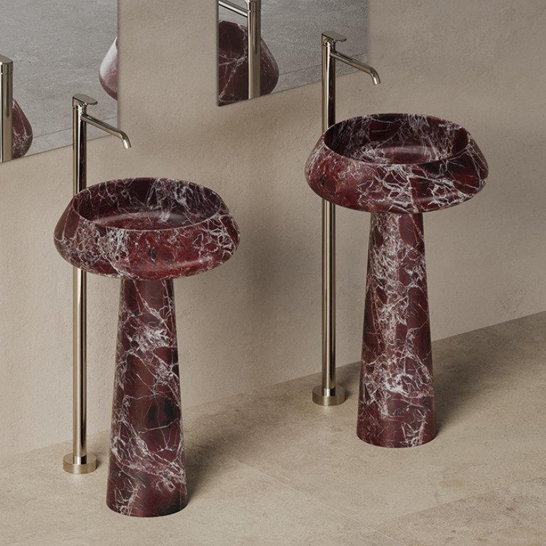 DEA DESIGN Marble Раковина Palermo из мрамора наполньная h900х545х545 мм , цвет Rosso Levanto
