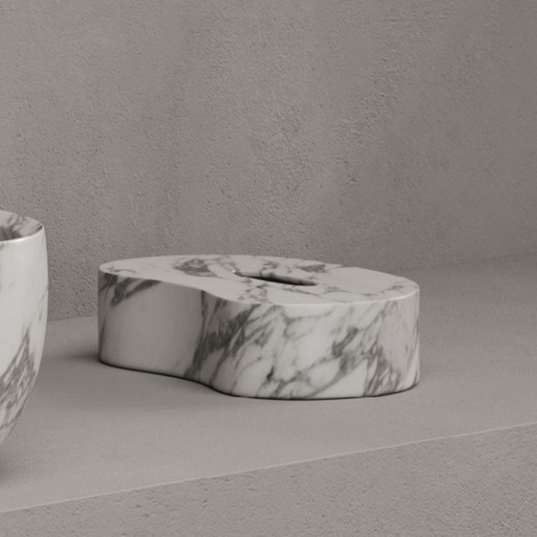 DEA DESIGN Marble Контейнер для салфеток из мрамора настольный h75х298х194 мм , цвет Statuario White