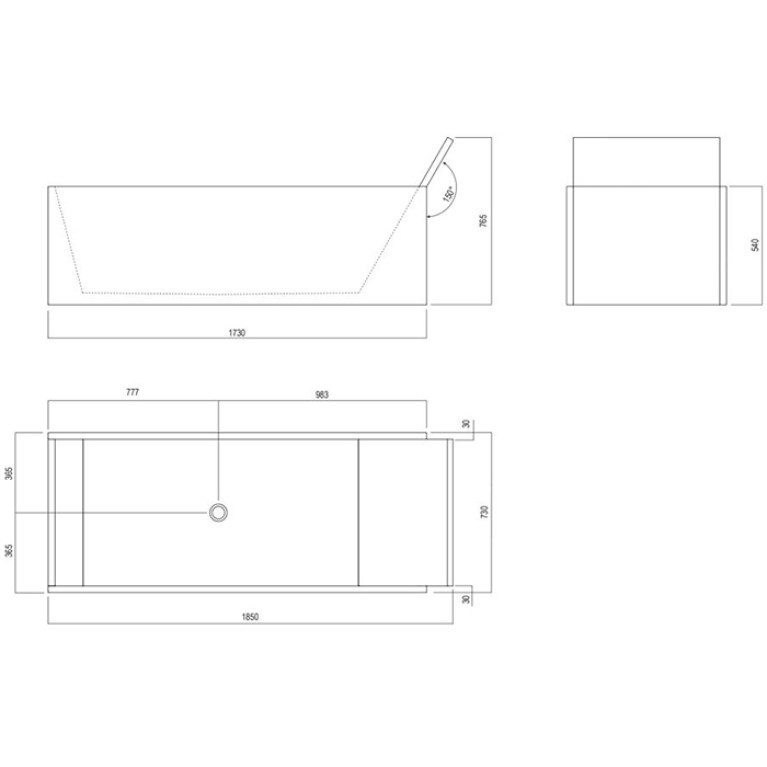 AGAPE FACE A FACE Ванна 1850х730х540/765 мм., отдельностоящая, с сифоном, мрамор Bianco Carrara
