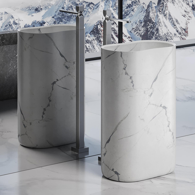 DEA DESIGN Marble Раковина Torino из мрамора наполньная h900х563х367 мм , цвет Statuario White