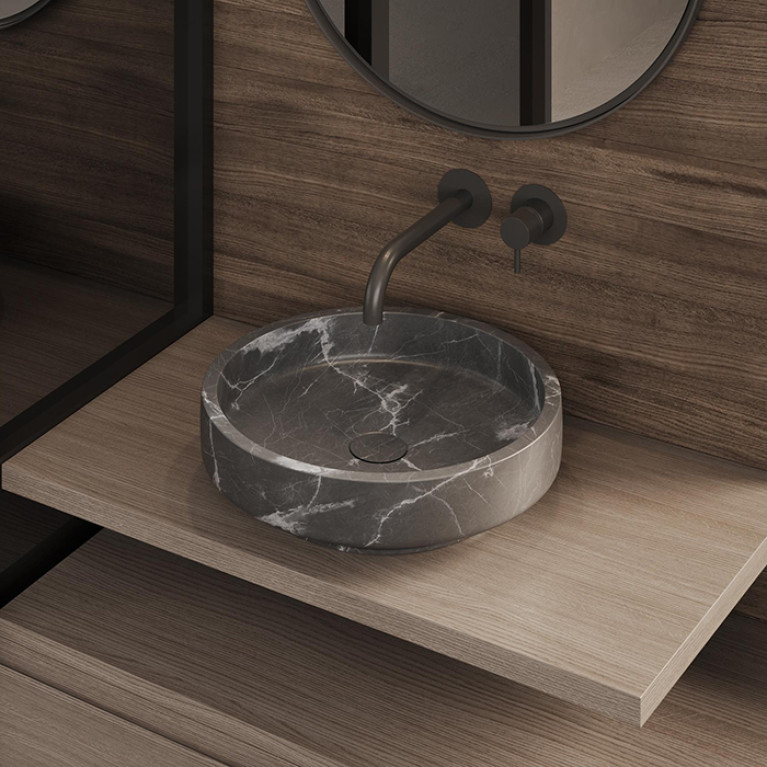 DEA DESIGN Marble Раковина Bologna из мрамора настольная h124х450х450 мм , цвет Grey Carnic