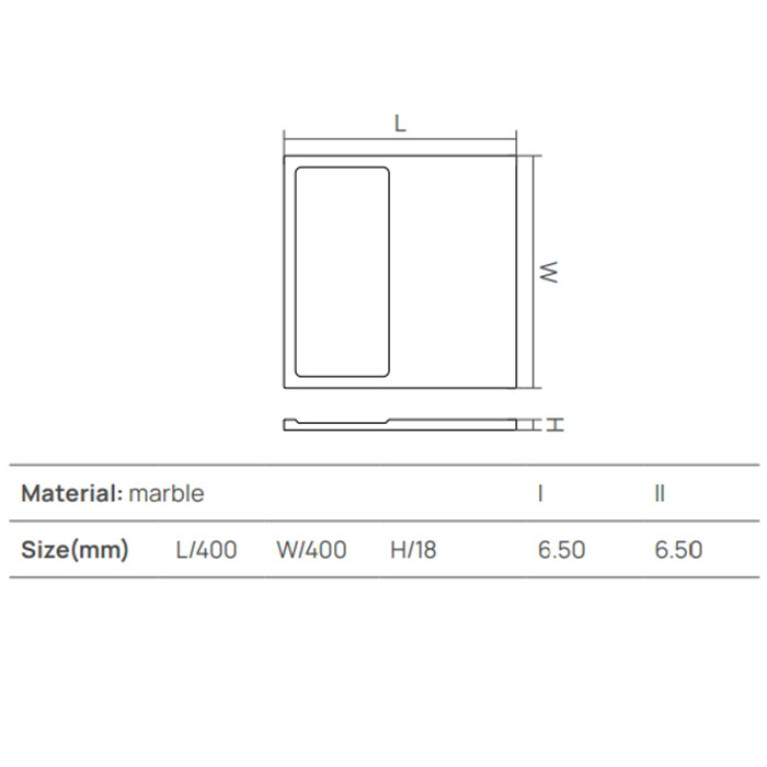 DEA DESIGN Marble Поддон для аксессуаров  из мрамора настольный  h18х400х400 мм , цвет Travertine