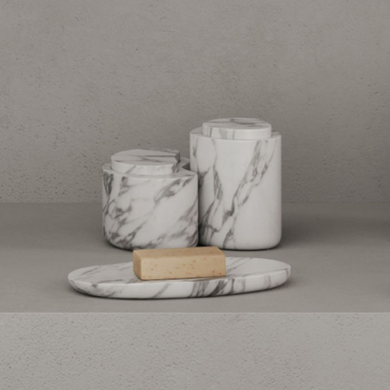 DEA DESIGN Marble Мыльница  из мрамора настольная h18х210х132 мм , цвет Statuario White
