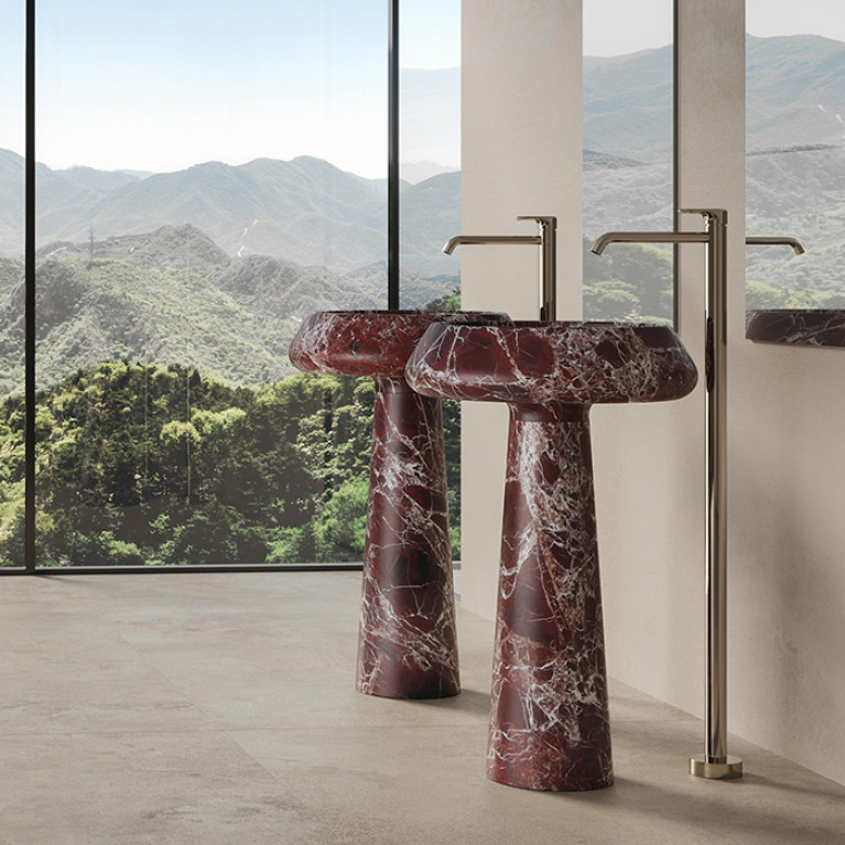 DEA DESIGN Marble Раковина Palermo из мрамора наполньная h900х545х545 мм , цвет Rosso Levanto