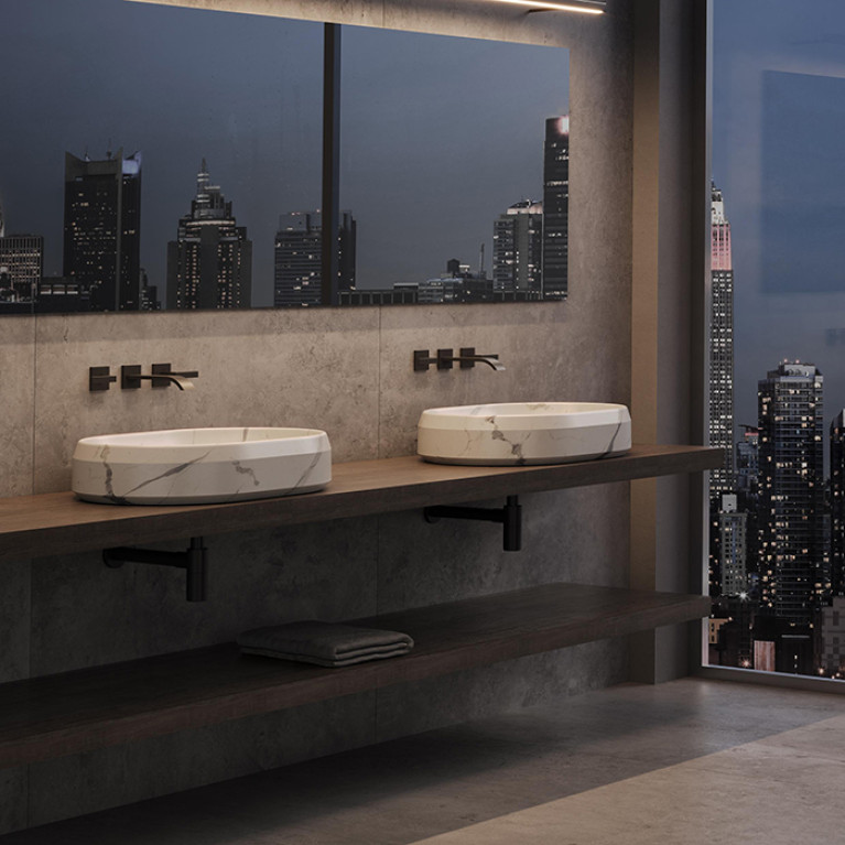 DEA DESIGN Marble Раковина Salerno из мрамора настольная h130х650х470 мм , цвет Statuario White