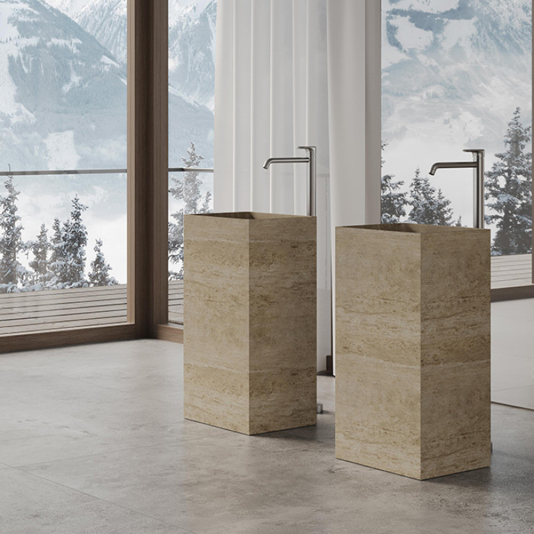 DEA DESIGN Marble Раковина Napoli из мрамора наполньная h850х450х350 мм , цвет Travertine