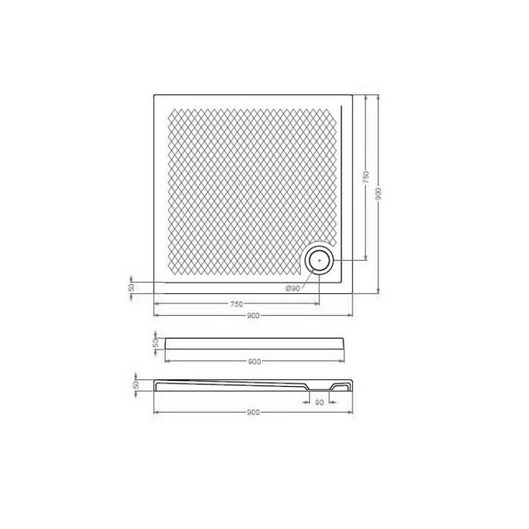 Artceram  Б/С Поддоны  Поддон душевой квадратный 90x90 h 5,5 cм, цвет grigio oliva (Не производится)