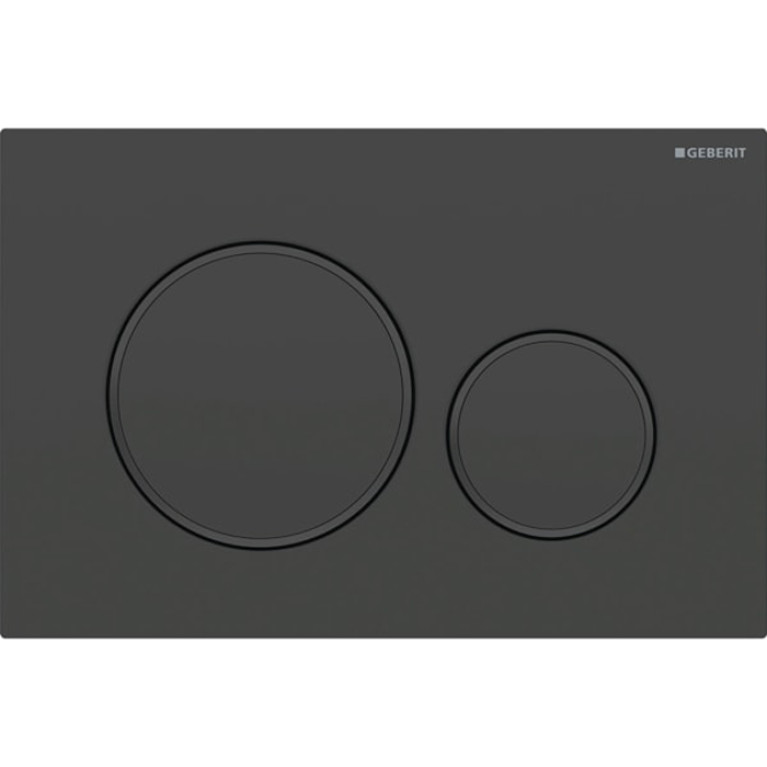 Geberit Sigma20 Клавиша для двойного смыва, круглая: черный матовый лак, легкоочищ. покр., декор. кольца: черный