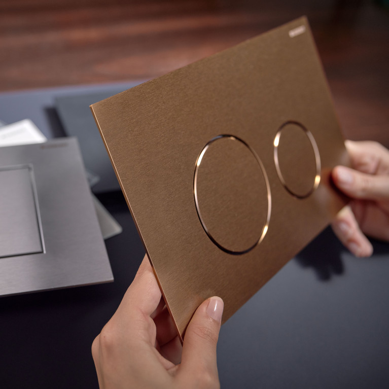 Geberit Sigma40 Клавиша для двойного смыва, круглая: Красное золото / Матированный, легкоочищ. покр.