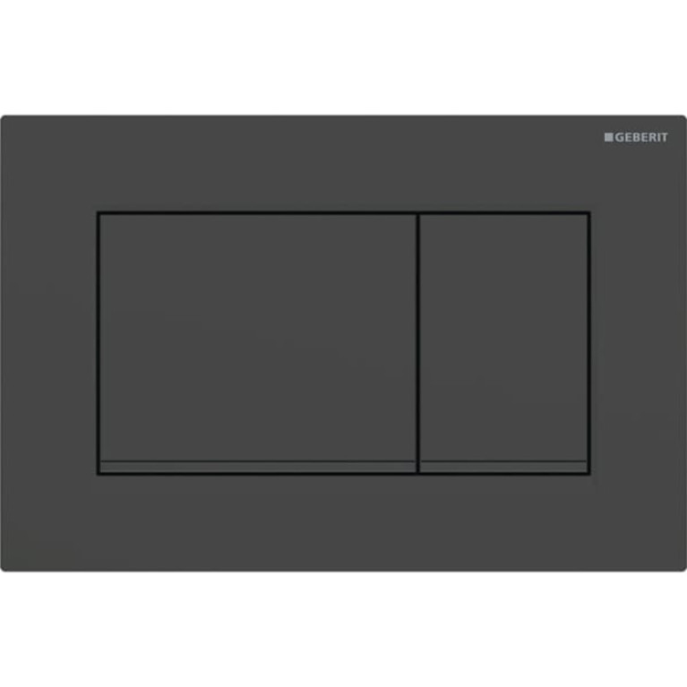 Geberit Sigma20 Клавиша для двойного смыва, квадратная: черный матовый лак, легкоочищ. покр., декор. полоски: черный (бывшая Sigma30)