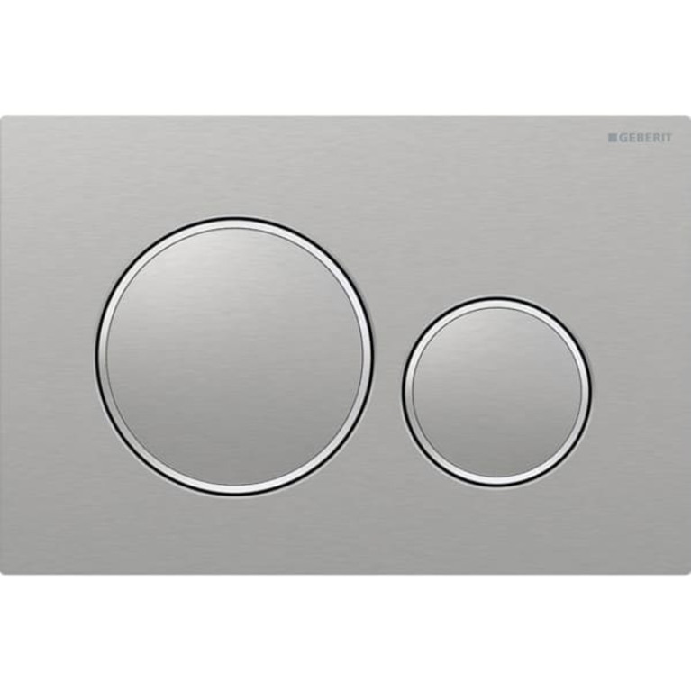 Geberit Sigma20 Клавиша для двойного смыва, круглая: матовая нерж. сталь, легкоочищ. покр., декор. кольца: полиров. нерж. сталь (замена 115.778.SN.1)