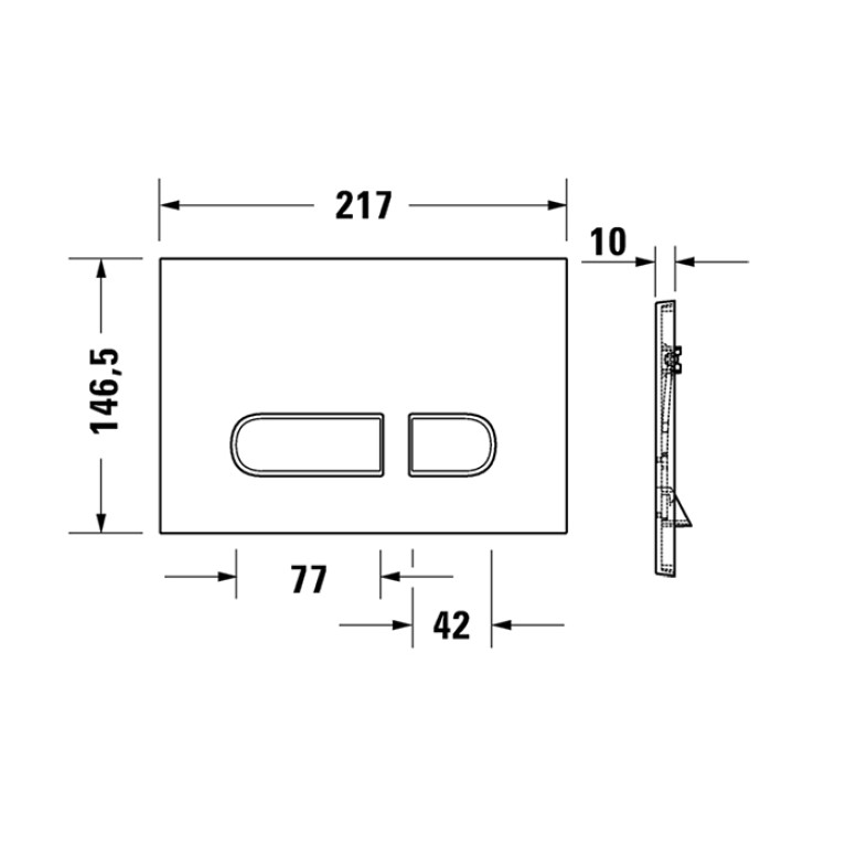 Duravit DuraSystem А1 Клавиша смыва для унитаза, 217х146,3 мм, двойной смыв,(скл монт рама, принадлежности, рычажки) фронтальная пластина, цвет: белый