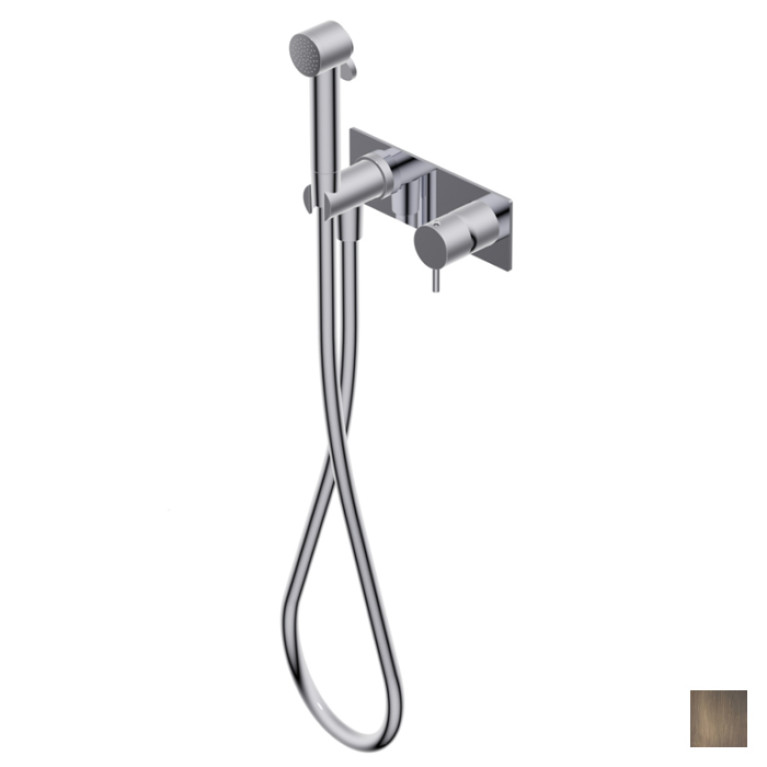 Ritmonio Toilet accessories Смеситель встраиваемый однорычажный с гигиеническим душем из латуни, внешняя часть, цвет: Brushed Dark Bronze