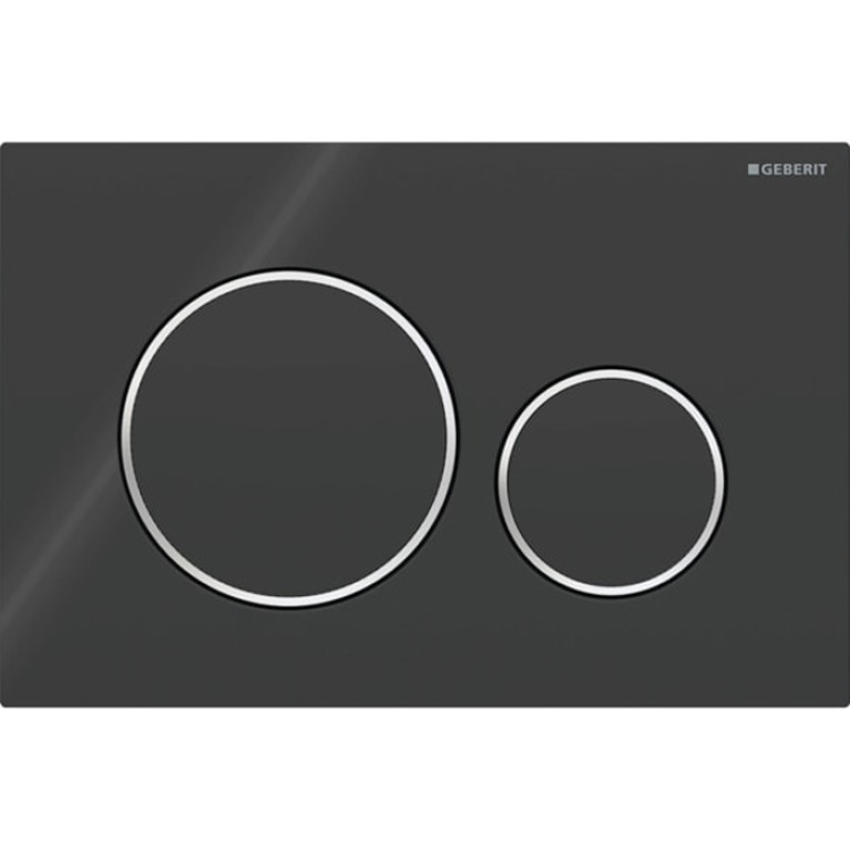 Geberit Sigma20 Клавиша для двойного смыва, круглая: черные, декор. кольца: глянцевый хром (замена 115.778.KM.1)